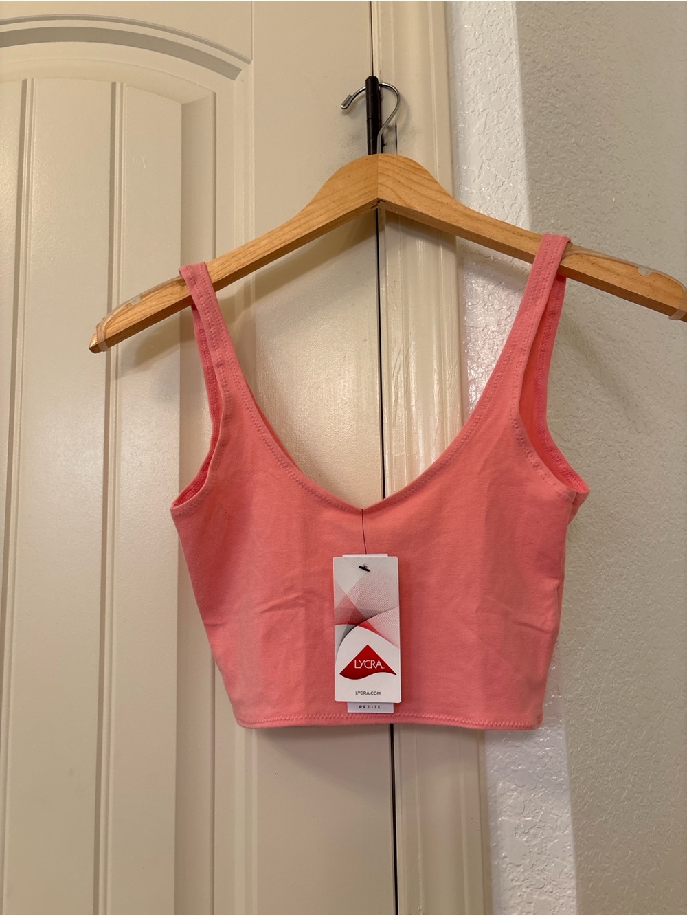 Topshop‎ Pink Petite US 2 Cropped Tank Top Scoop Neck Jersey Stretch